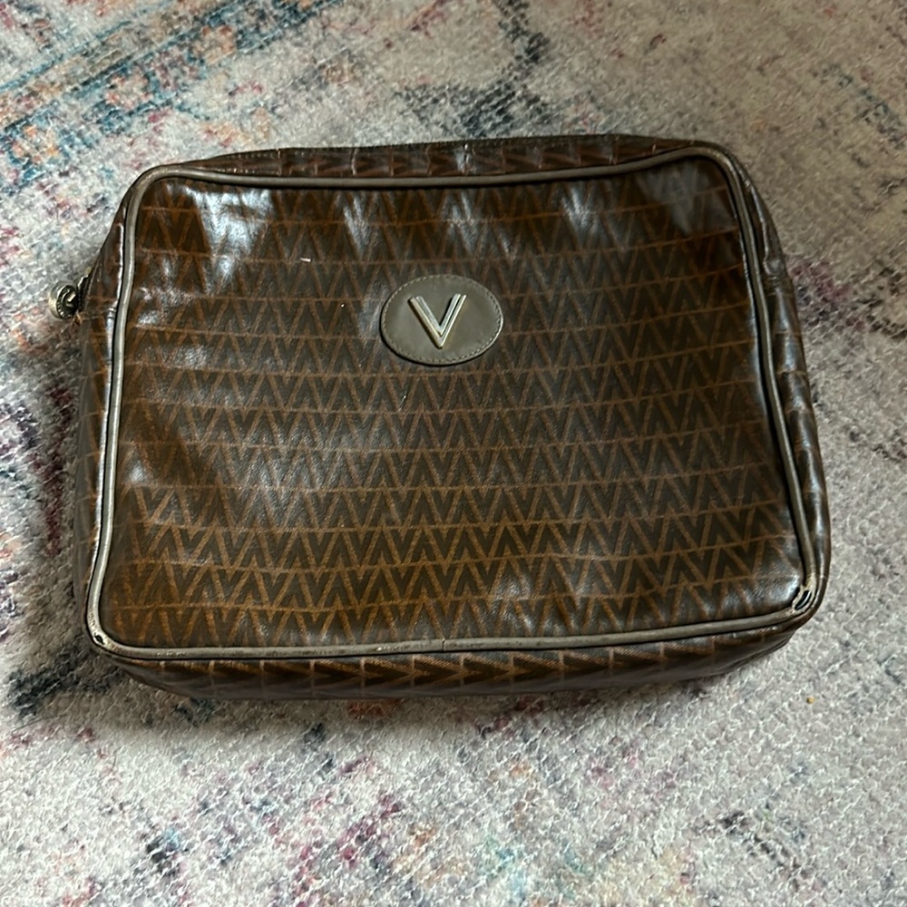 Vintage Valentino brown canvas clutch